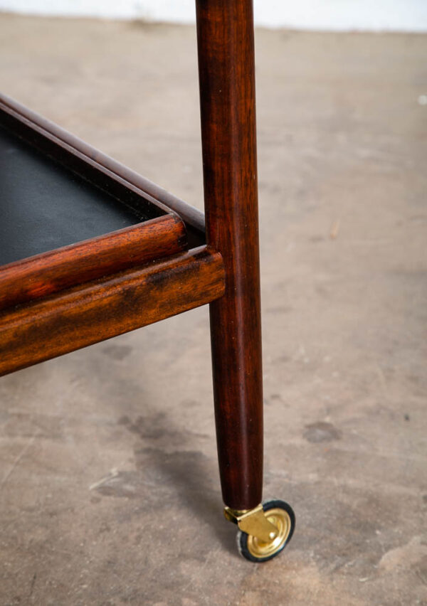 Mid Century Danish Modern Serving Cart Ole Wanscher Mahogany Bar Tray Trolley NM - Image 7