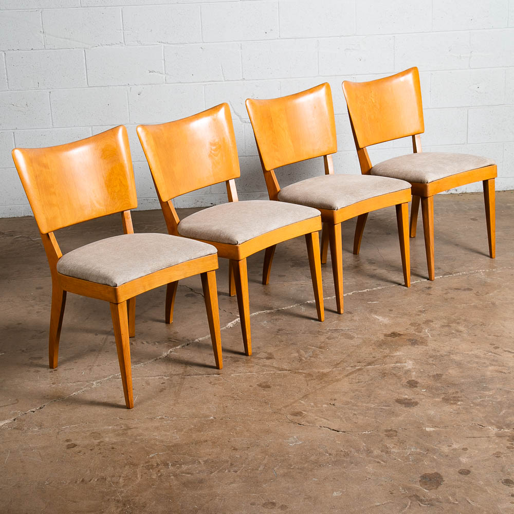 Mid Century Modern Dining Chairs Set 4 Heywood Wakefield Grey Birch Armchairs
