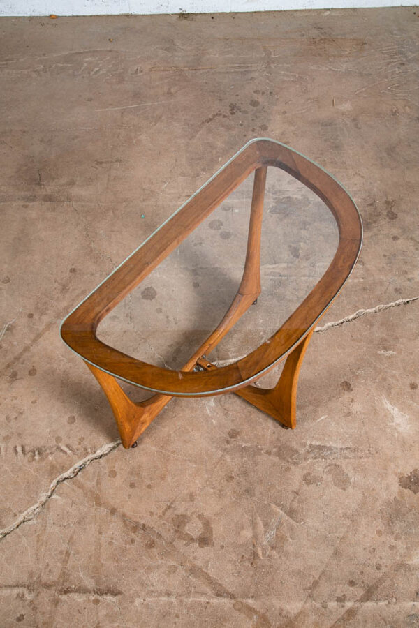 Mid Century Modern Cocktail Table Side End Round Glass Top Vintage Rounded Mcm - Image 7