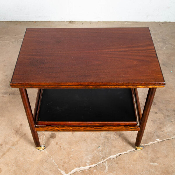 Mid Century Danish Modern Serving Cart Ole Wanscher Mahogany Bar Tray Trolley NM - Image 10