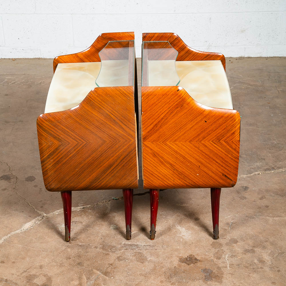 Mid Century Danish Modern Nightstands End Side Tables Shelf Glass Italian Mcm - Image 4