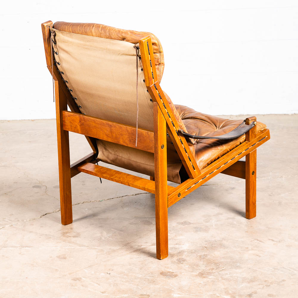 Mid Century Danish Modern Lounge Chair Torbjorn Afdal Hunter Tan Leather Safari - Image 4