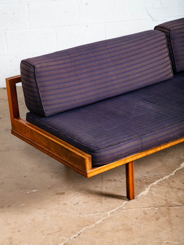 Mid Century Danish Modern Sofa Couch Bed Daybed Blue Oak Floating Vintage 1960s - Image 7