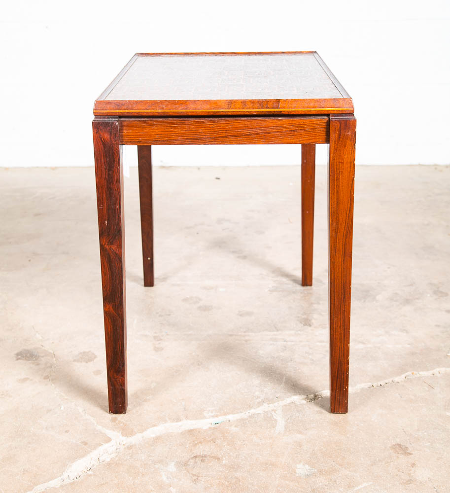 Mid Century Danish Modern Side Table Copper End Vintage Rectangular Rosewood Mcm - Image 3