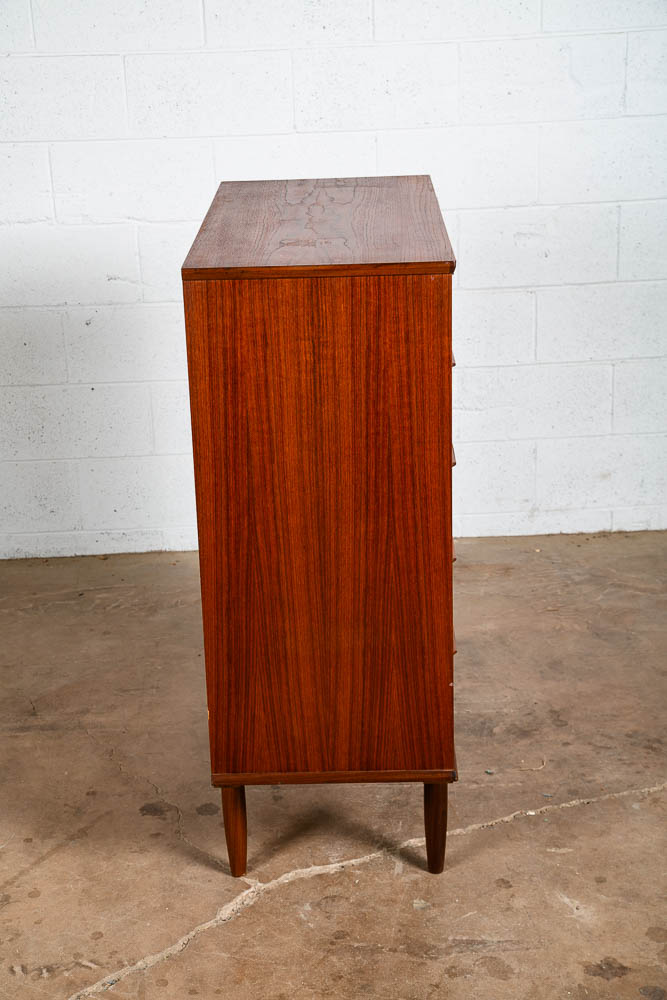 Mid Century Danish Modern Highboy Dresser 5 Drawer Teak Handles Denmark Tall Mcm - Image 7