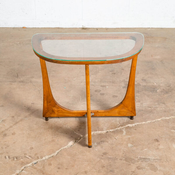 Mid Century Modern Cocktail Table Side End Round Glass Top Vintage Rounded Mcm - Image 6