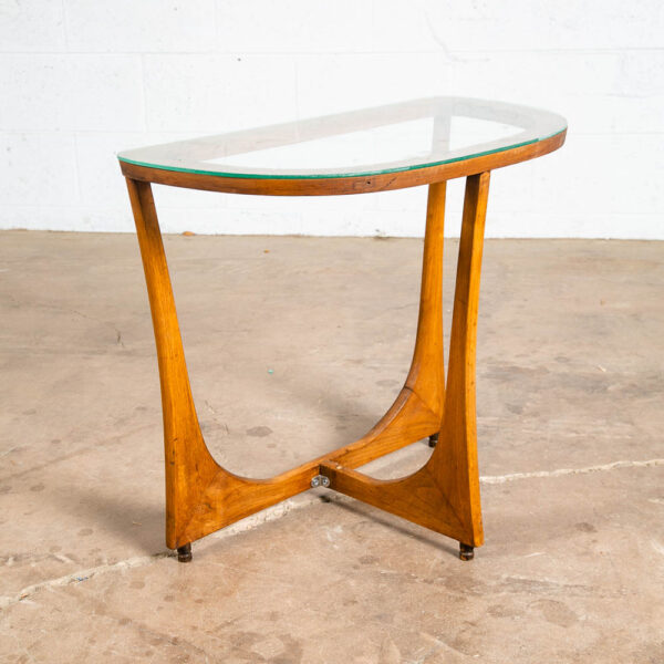 Mid Century Modern Cocktail Table Side End Round Glass Top Vintage Rounded Mcm - Image 2