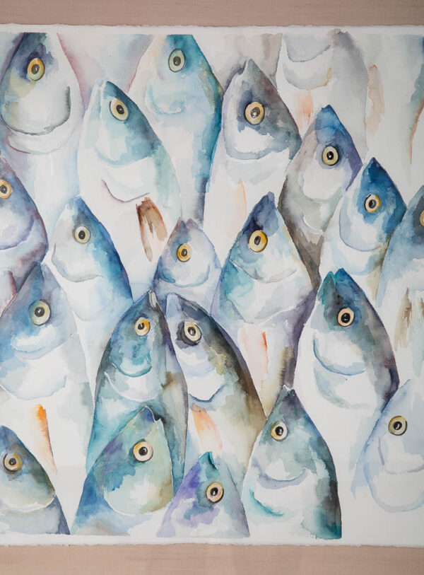 Mid Century Modern Painting Watercolor Original Art Fish Signed Telle Avzaradel - Image 5