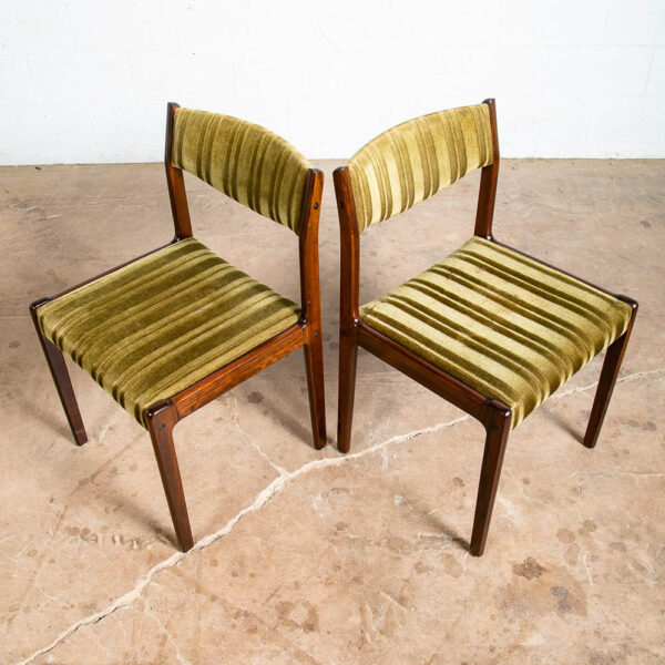 Mid Century Danish Modern Dining Chairs 6 Green Mohair Brazilian Rosewood SAX NM - Image 6