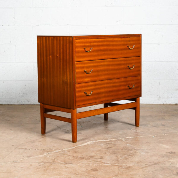 Mid Century Danish Modern Dresser Chest of Drawers 3 Brass Vintage Mahogany NM - Image 12