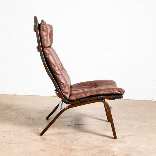 Mid Century Danish Modern Lounge Chair Brown Leather Farstrup Sling Chocolate VG - Image 2