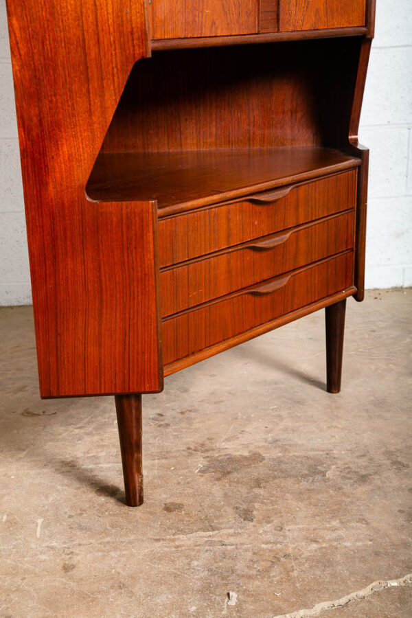 Mid Century Danish Modern Corner Cabinet Teak Bar Gunni Omann Jun Denmark Drawer - Image 12