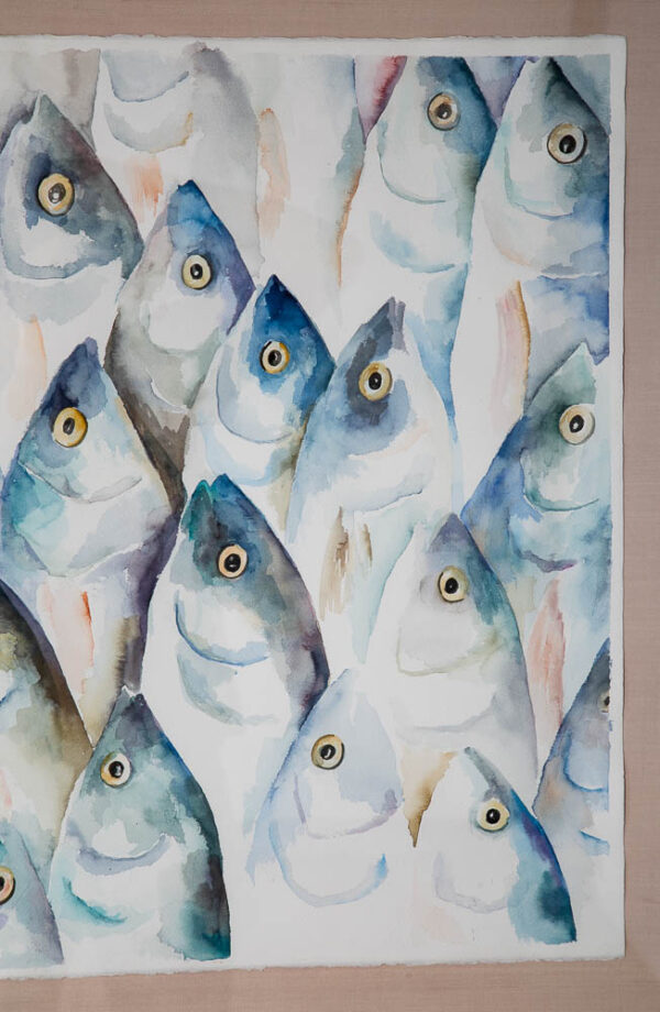 Mid Century Modern Painting Watercolor Original Art Fish Signed Telle Avzaradel - Image 6