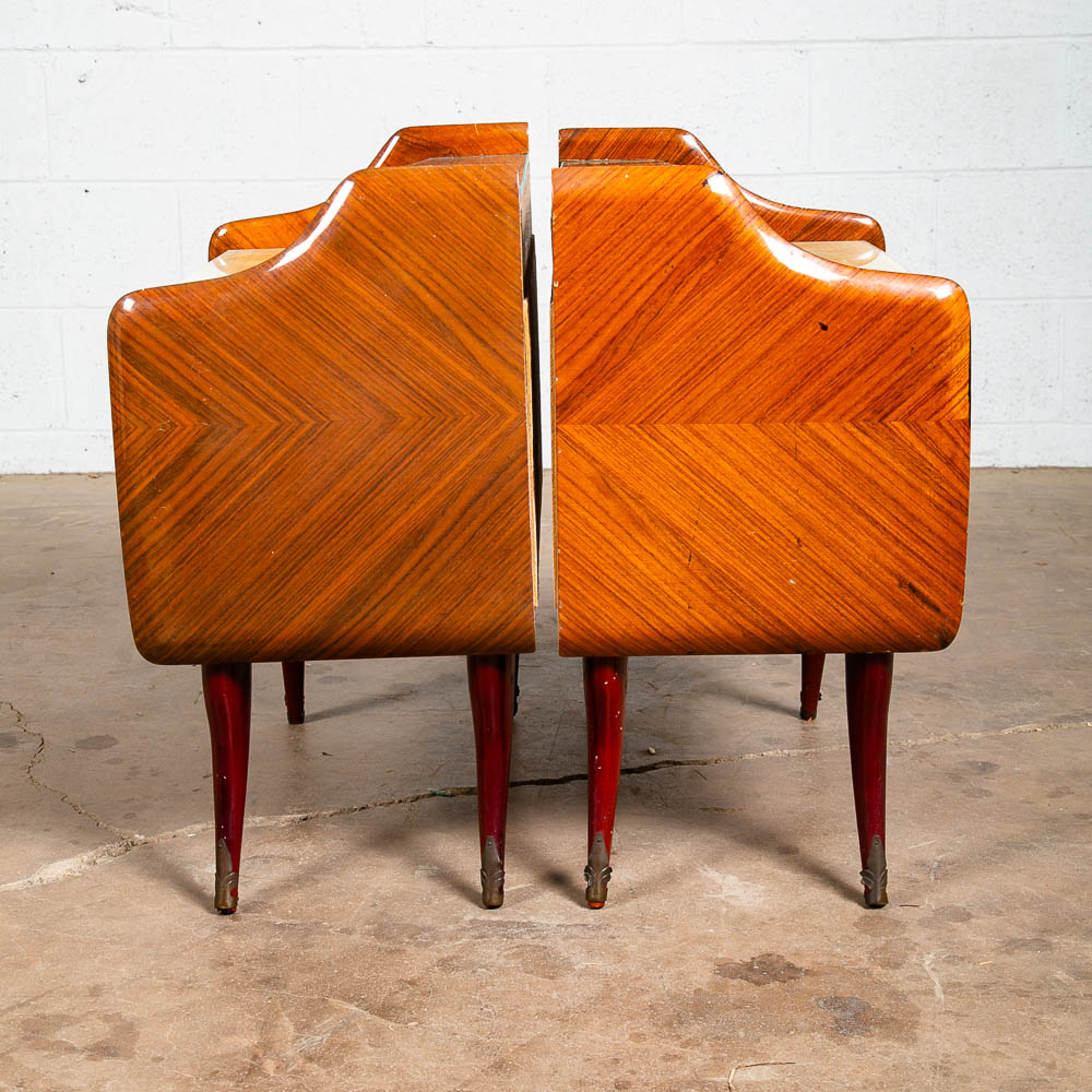 Mid Century Danish Modern Nightstands End Side Tables Shelf Glass Italian Mcm - Image 6