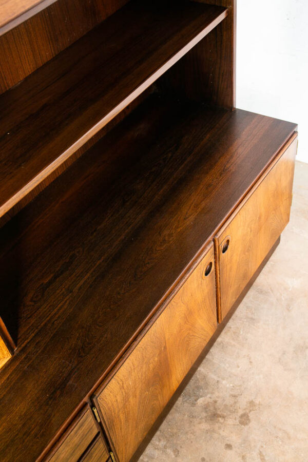Mid Century Danish Modern Credenza Hutch Cabinet Glass Display Bolson Rosewood M - Image 8