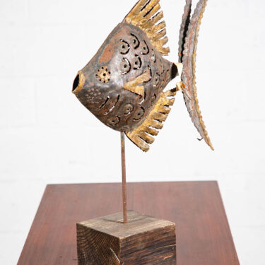 Mid Century Modern Sculpture Original Art Fish Metal Brutalist Folk Studio Emaus