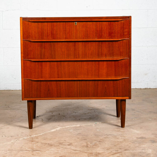 Mid Century Danish Modern Chest of Drawers Dresser Teak Vintage Locking 4 Mcm