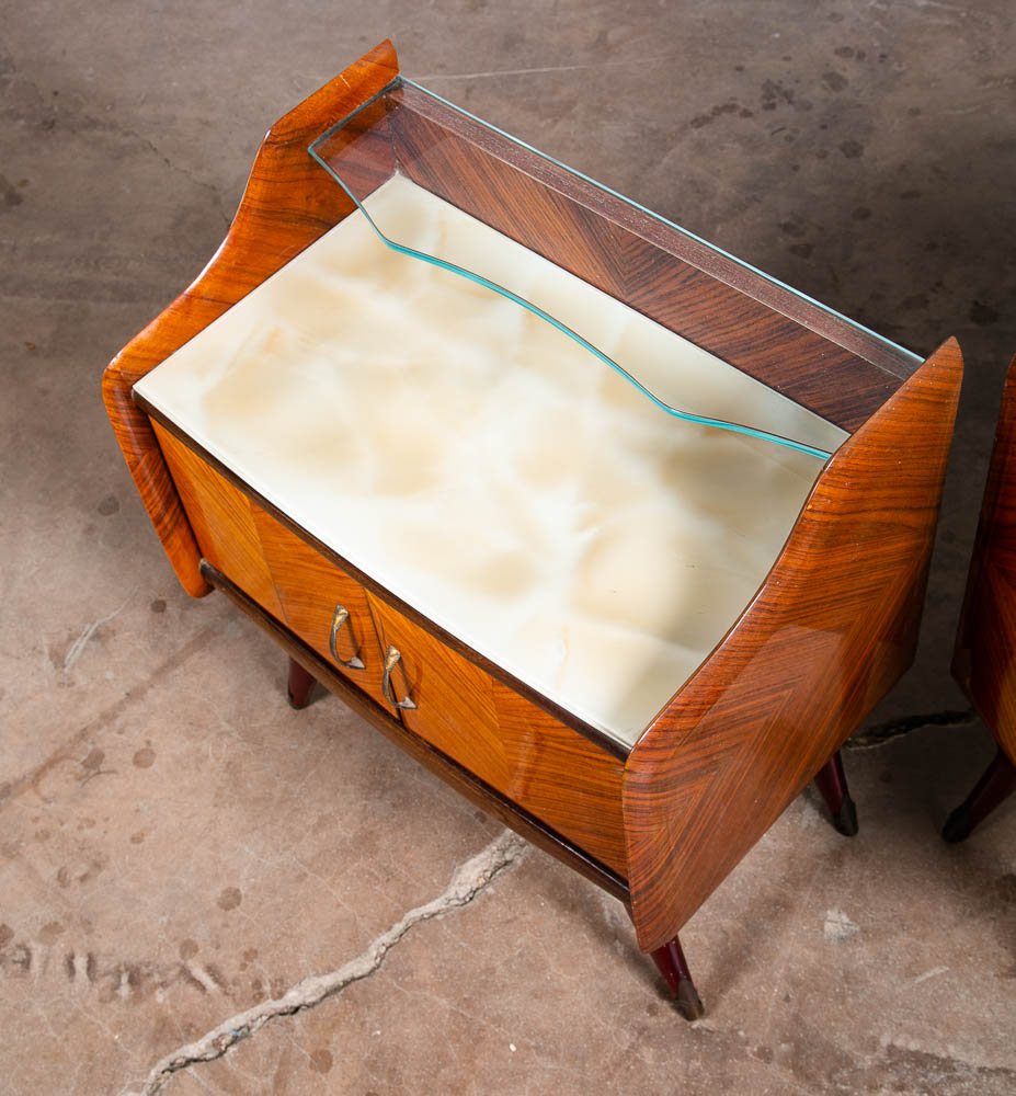 Mid Century Danish Modern Nightstands End Side Tables Shelf Glass Italian Mcm - Image 11