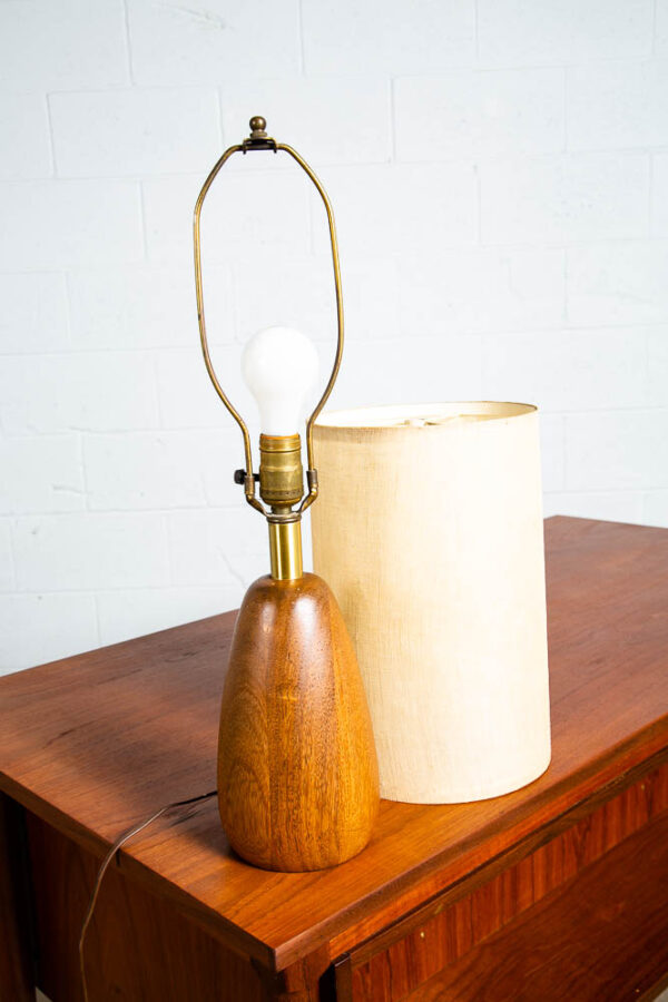 Mid Century Danish Modern Table Lamp Solid Teak Vintage Lighting Light Denmark - Image 4