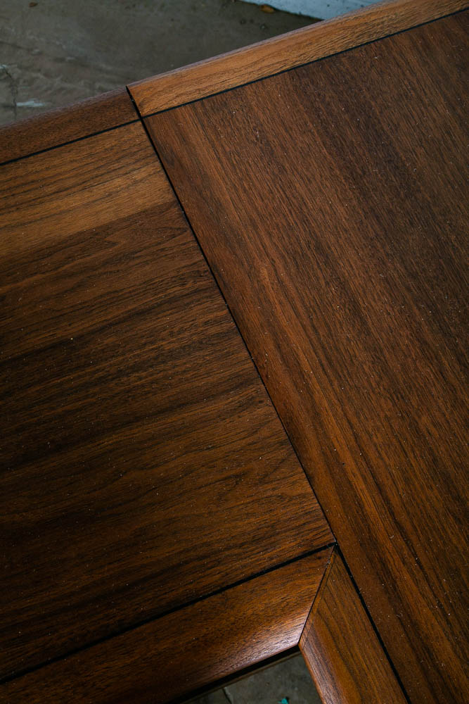 Mid Century Modern Desk Executive L shaped Solid Walnut Tambour Door Large File - Image 11