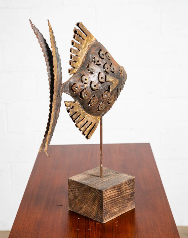 Mid Century Modern Sculpture Original Art Fish Metal Brutalist Folk Studio Emaus - Image 3