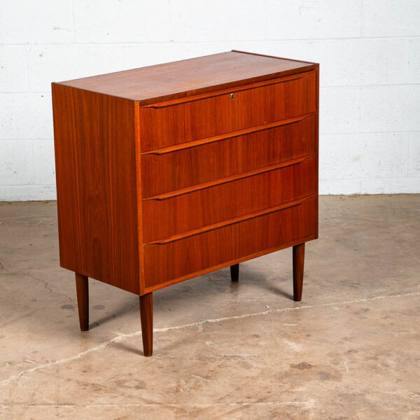 Mid Century Danish Modern Chest of Drawers Dresser Teak Vintage Locking 4 Mcm - Image 2
