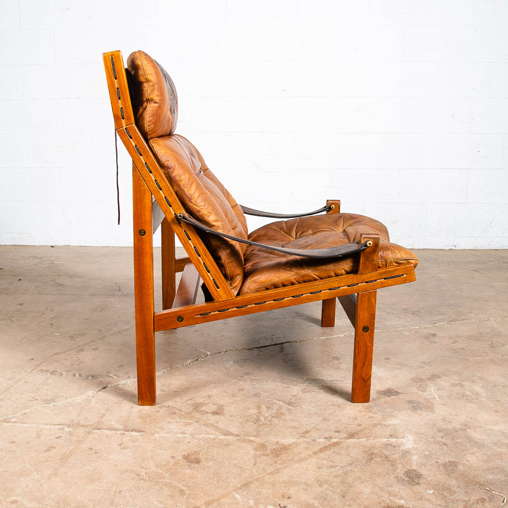 Mid Century Danish Modern Lounge Chair Torbjorn Afdal Hunter Tan Leather Safari - Image 2