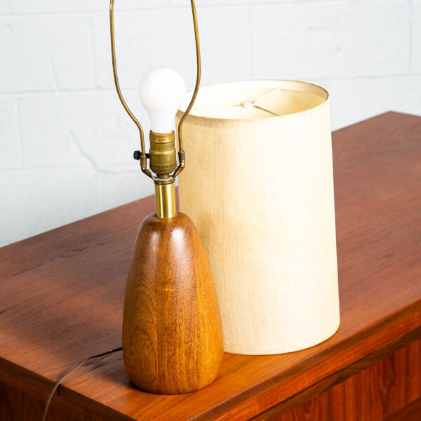 Mid Century Danish Modern Table Lamp Solid Teak Vintage Lighting Light Denmark - Image 3