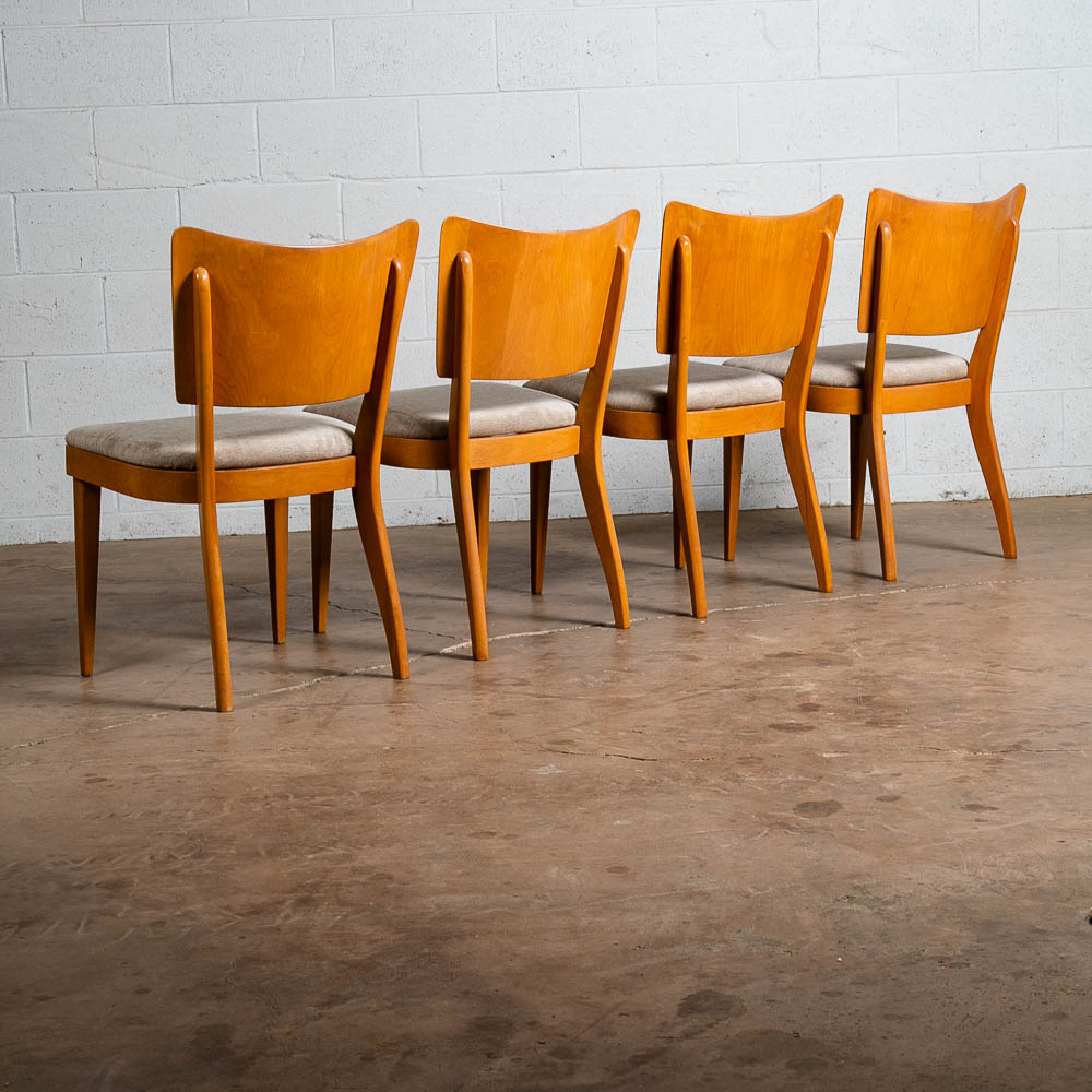 Mid Century Modern Dining Chairs Set 4 Heywood Wakefield Grey Birch Armchairs - Image 2