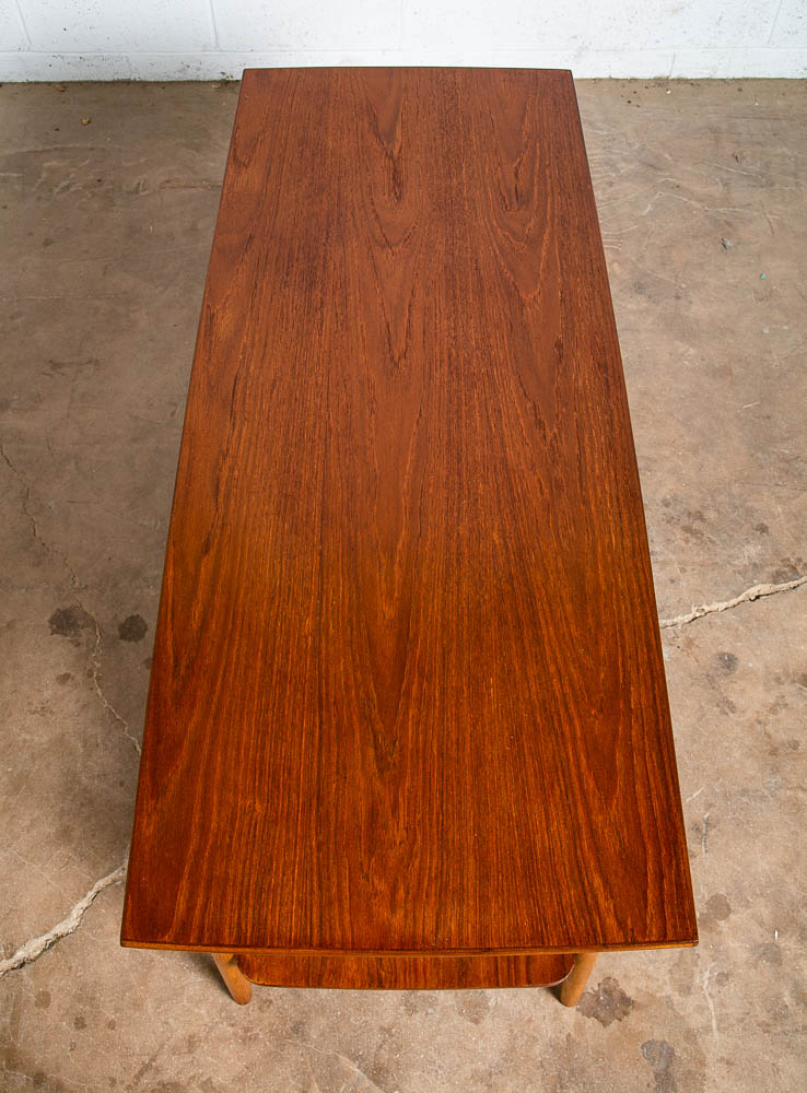 Mid Century Danish Modern Coffee Table Teak Extension Draw Leafs Mcm Shelf Oak - Image 9