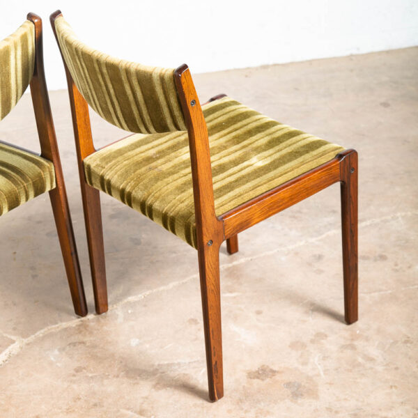 Mid Century Danish Modern Dining Chairs 6 Green Mohair Brazilian Rosewood SAX NM - Image 8