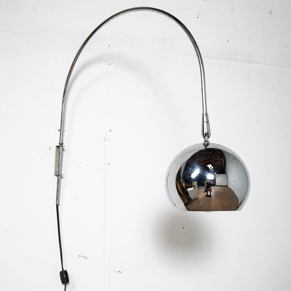 Mid Century Modern Lamp Wall Sconce Swivel Sonneman Orb Brass Metal Chrome Eye - Image 6