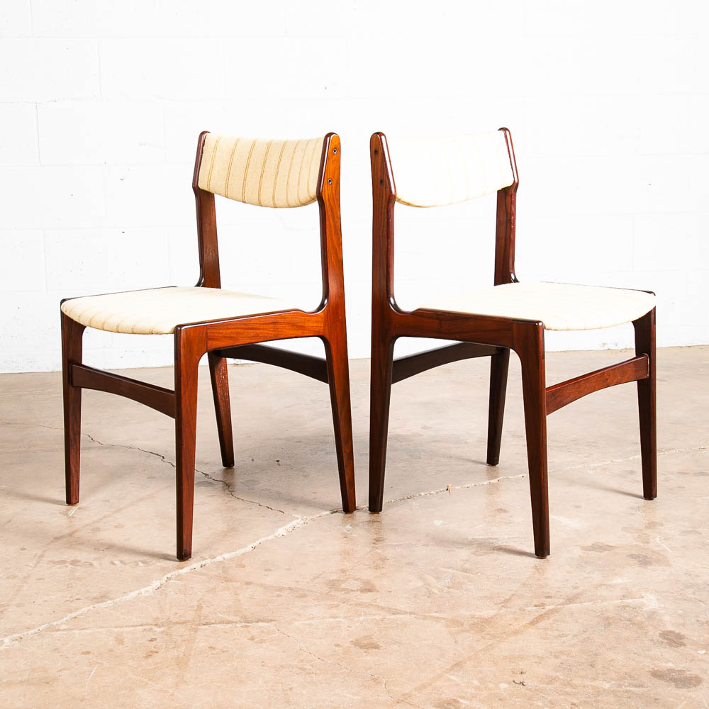 Mid Century Danish Modern Dining Chairs Set 6 Rosewood Erik Buch White Denmark M - Image 3