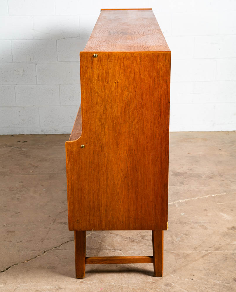 Mid Century Danish Modern Credenza Highboard Cabinet Drawers Modular Blonde Oak - Image 5