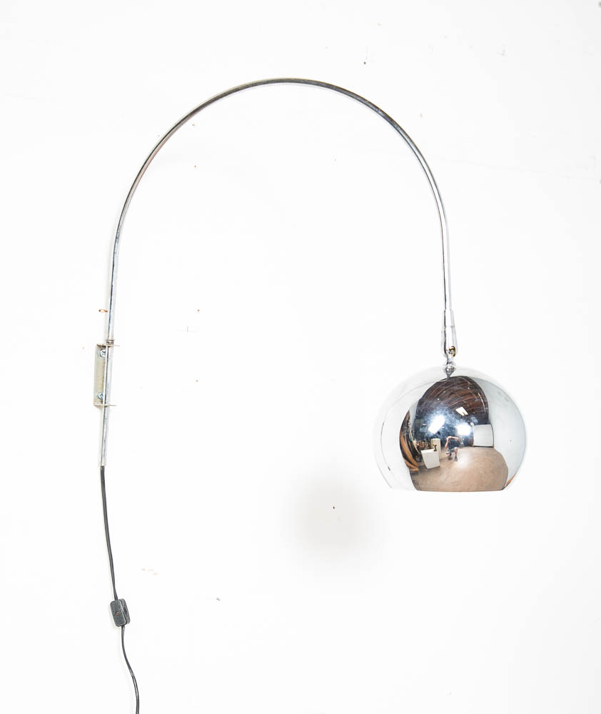 Mid Century Modern Lamp Wall Sconce Swivel Sonneman Orb Brass Metal Chrome Eye