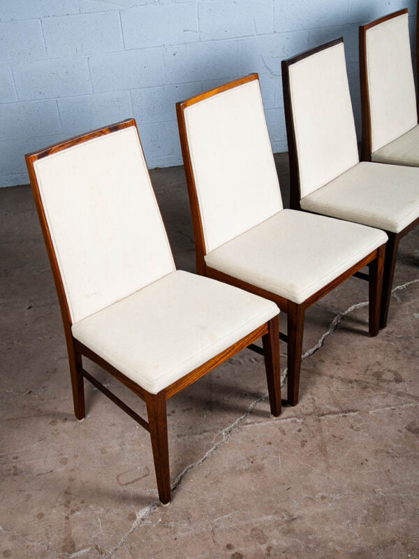 Mid Century Danish Modern Dining Chairs Set 8 White Highback Rosewood Mcm Tweed - Image 10
