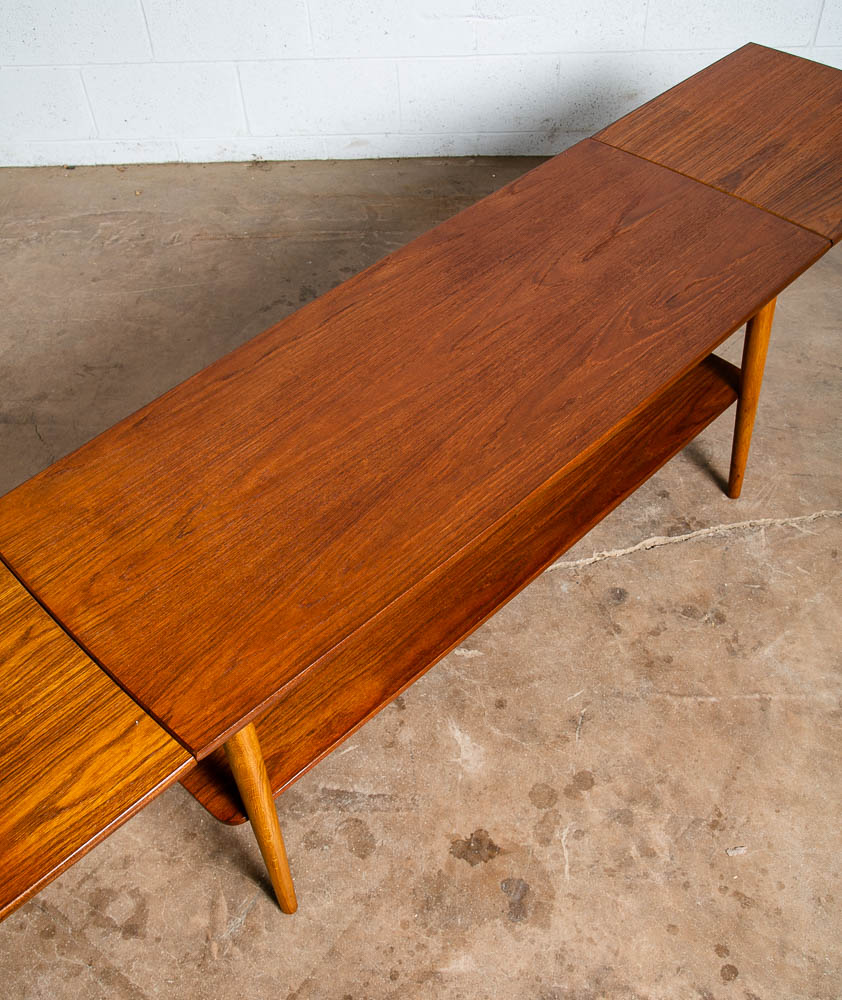 Mid Century Danish Modern Coffee Table Teak Extension Draw Leafs Mcm Shelf Oak - Image 7