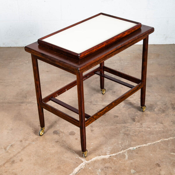 Mid Century Danish Modern Serving Cart Ole Wanscher Mahogany Bar Tray Trolley NM - Image 4
