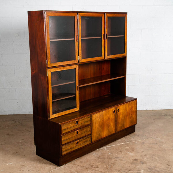 Mid Century Danish Modern Credenza Hutch Cabinet Glass Display Bolson Rosewood M