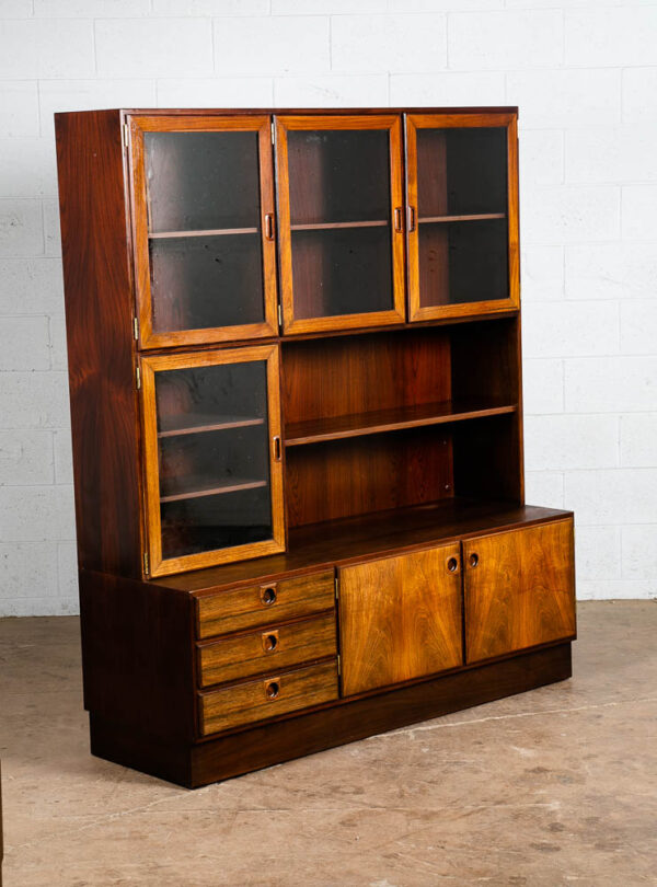 Mid Century Danish Modern Credenza Hutch Cabinet Glass Display Bolson Rosewood M - Image 6