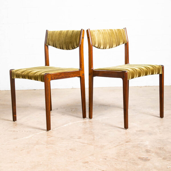 Mid Century Danish Modern Dining Chairs 6 Green Mohair Brazilian Rosewood SAX NM - Image 3