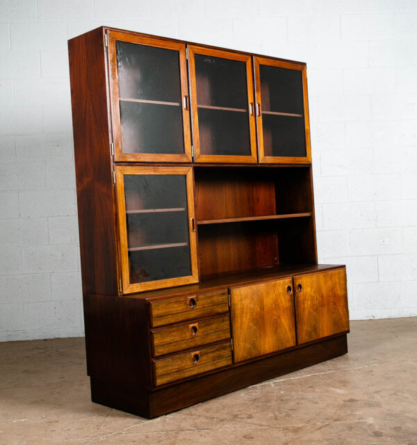 Mid Century Danish Modern Credenza Hutch Cabinet Glass Display Bolson Rosewood M - Image 7