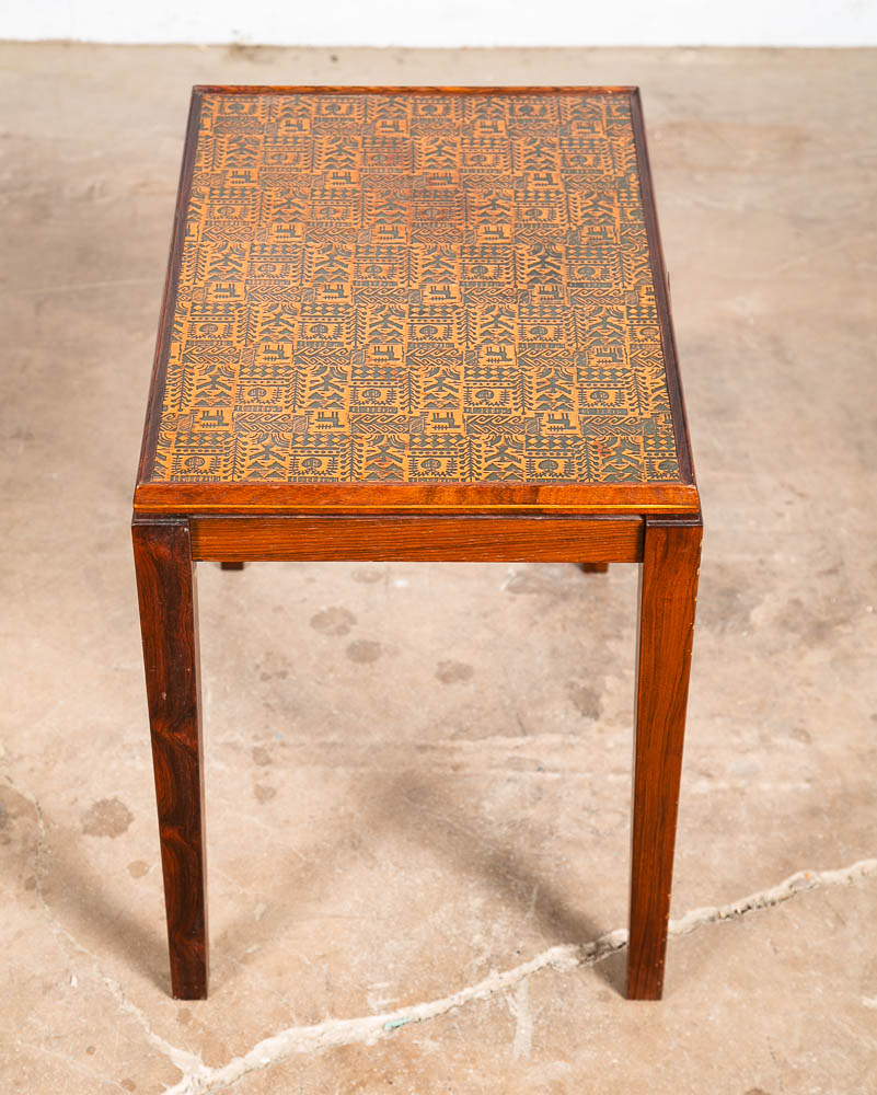 Mid Century Danish Modern Side Table Copper End Vintage Rectangular Rosewood Mcm - Image 2
