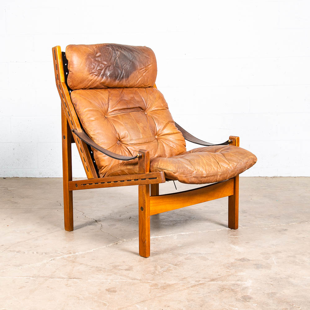 Mid Century Danish Modern Lounge Chair Torbjorn Afdal Hunter Tan Leather Safari - Image 7