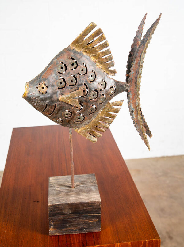 Mid Century Modern Sculpture Original Art Fish Metal Brutalist Folk Studio Emaus - Image 5