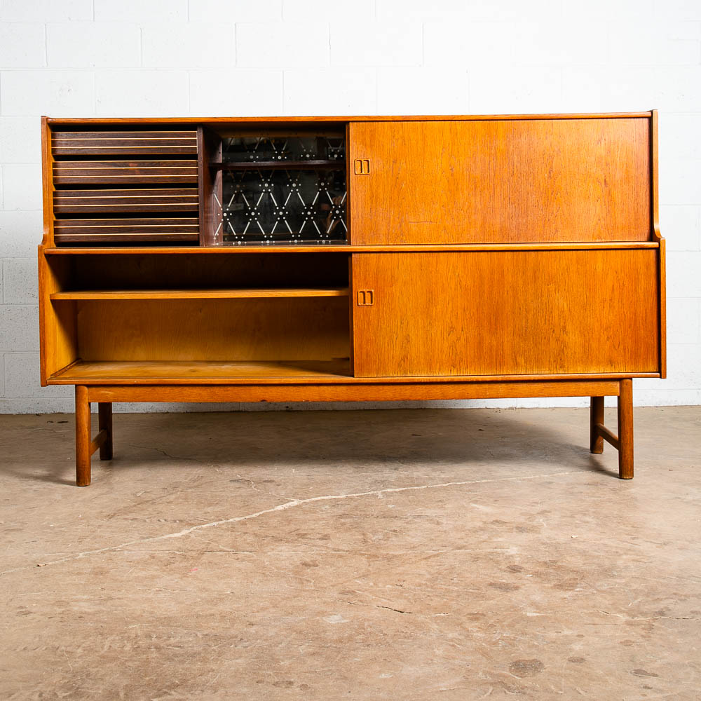 Mid Century Danish Modern Credenza Highboard Cabinet Drawers Modular Blonde Oak - Image 3
