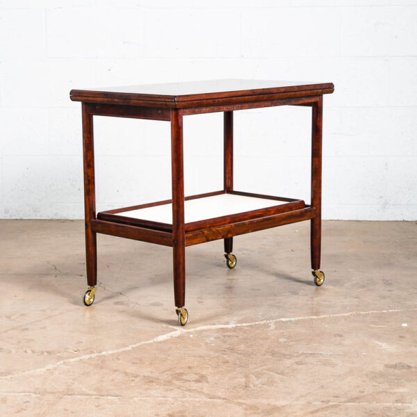 Mid Century Danish Modern Serving Cart Ole Wanscher Mahogany Bar Tray Trolley NM