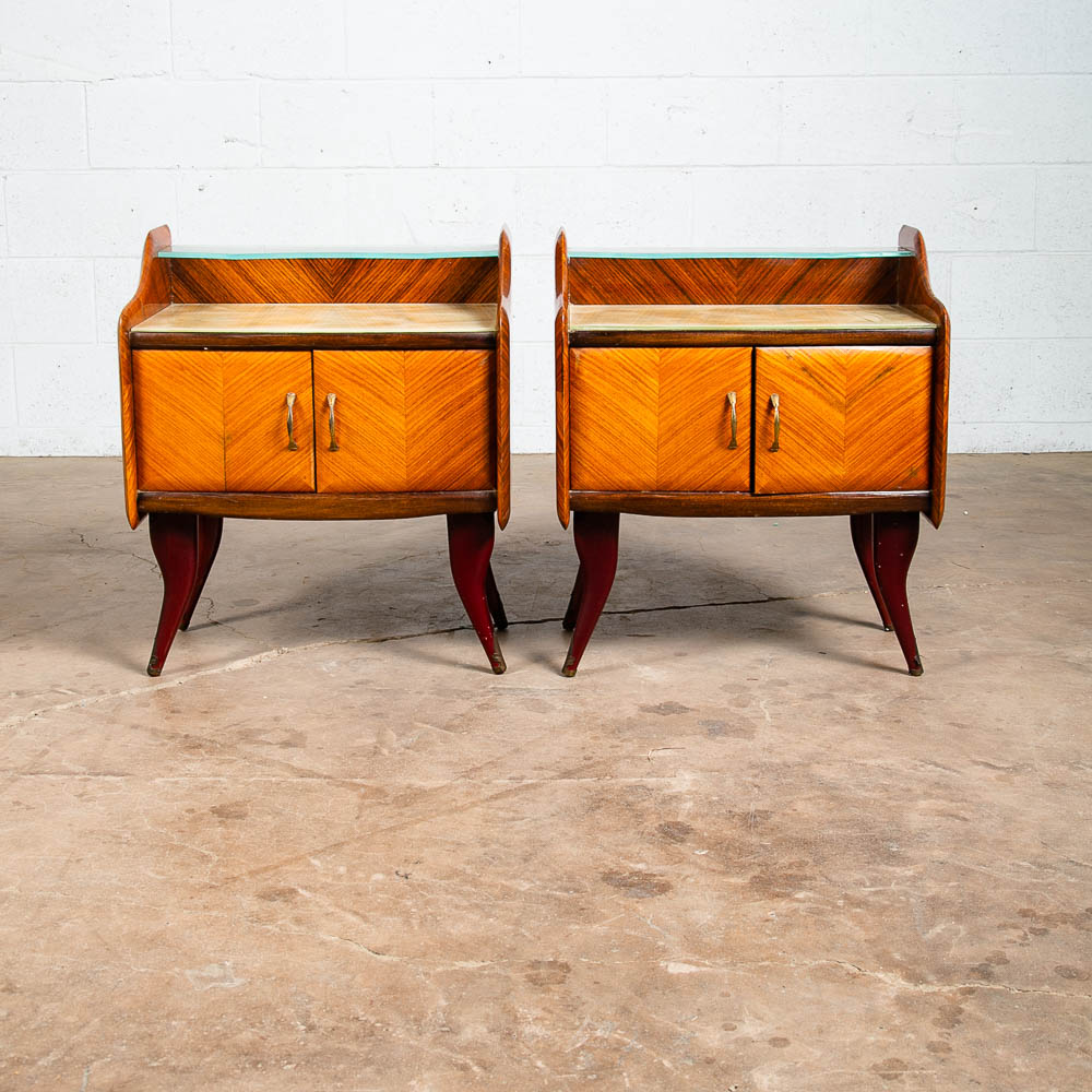 Mid Century Danish Modern Nightstands End Side Tables Shelf Glass Italian Mcm - Image 3