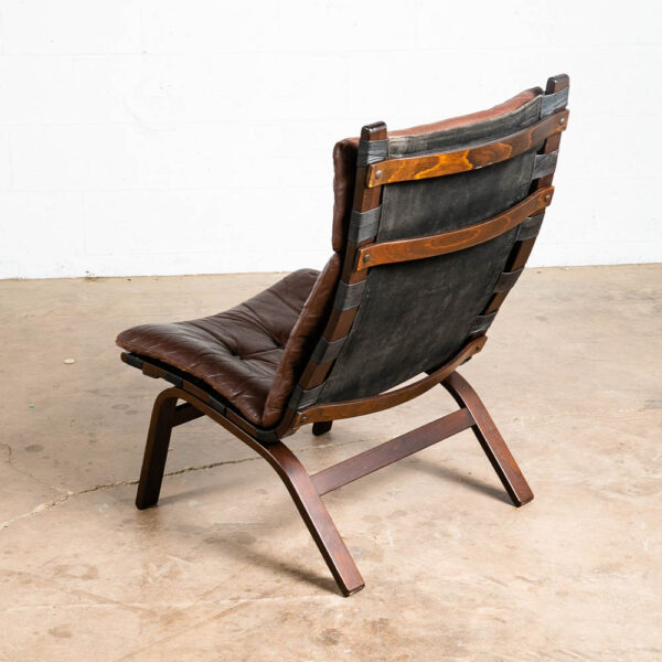 Mid Century Danish Modern Lounge Chair Brown Leather Farstrup Sling Chocolate VG - Image 5