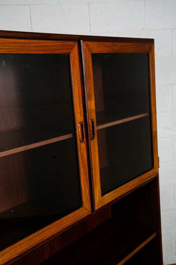 Mid Century Danish Modern Credenza Hutch Cabinet Glass Display Bolson Rosewood M - Image 5